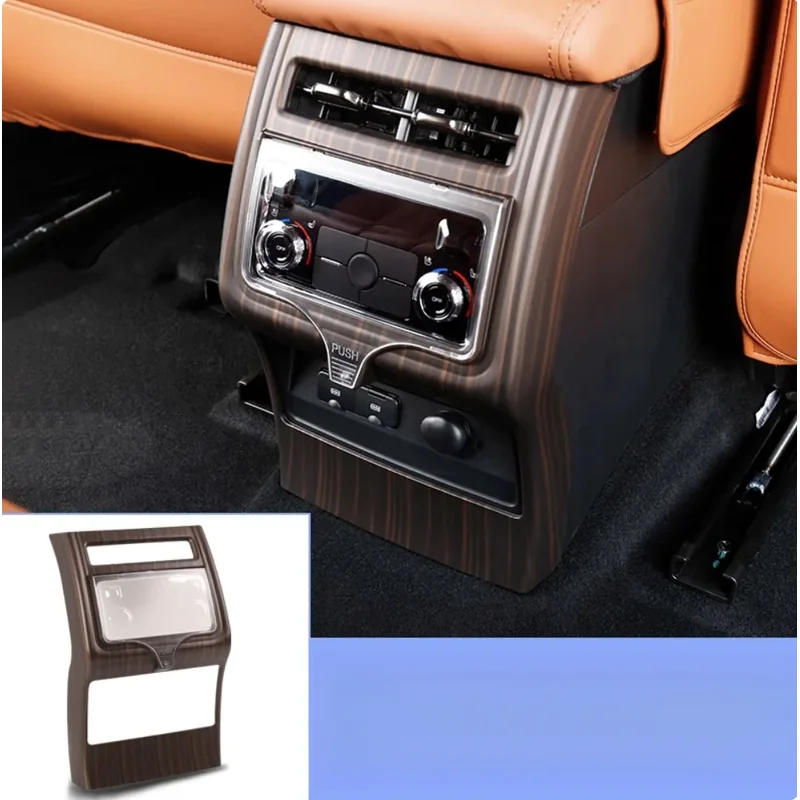 For GWM HAVAL H9 MKII 2024 2025 New H9 Carbon Wood Grain Rear Armrest Air Conditioner AC Vent Cover Anti Kick Hit Accessories
