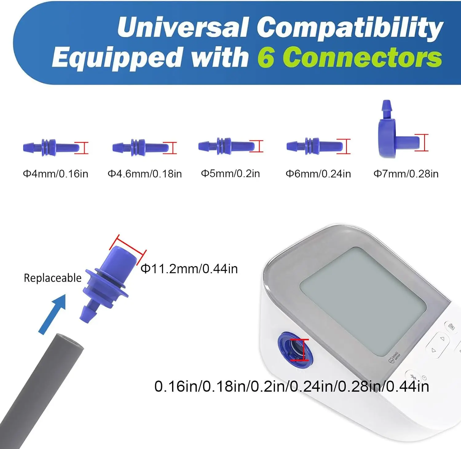 ELERA Adjustable Adult Arm Blood Pressure 22-60cm Cuff Big Size With 6pcs Connector 15-24CM Cuff Tube Blood Pressure Tonometer