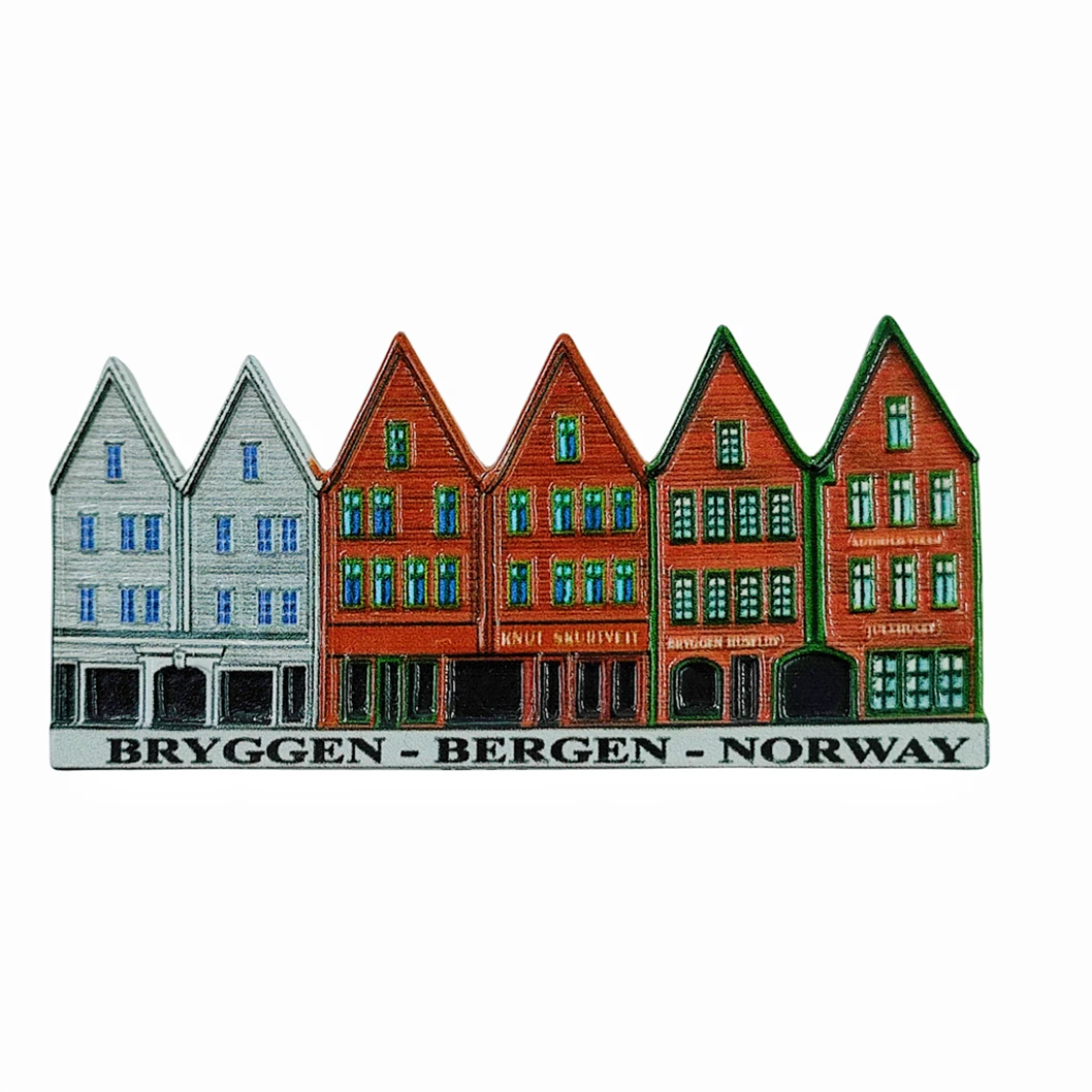 Bryggen Bergen Norway 3D Fridge Magnet Souvenir Gift,Resin Handmade Refrigerator Magnet Home Decoration Collection