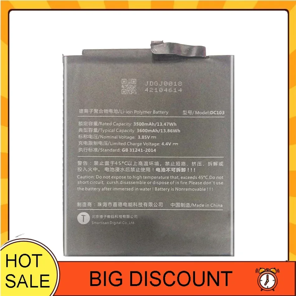 DC103 3600mAh Portablet Battery for Smartisan R1 DE106 OE106 Revolution One Mobile Phone Batteries Warranty + Track Code