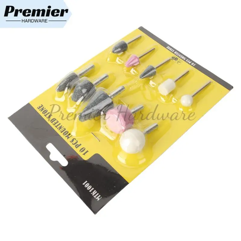 10Pcs Dental Mounted Stones Grinders Gravel Burs Green Pink ​White Stone For Contouring And Shaping Porcelain Metal Shaft