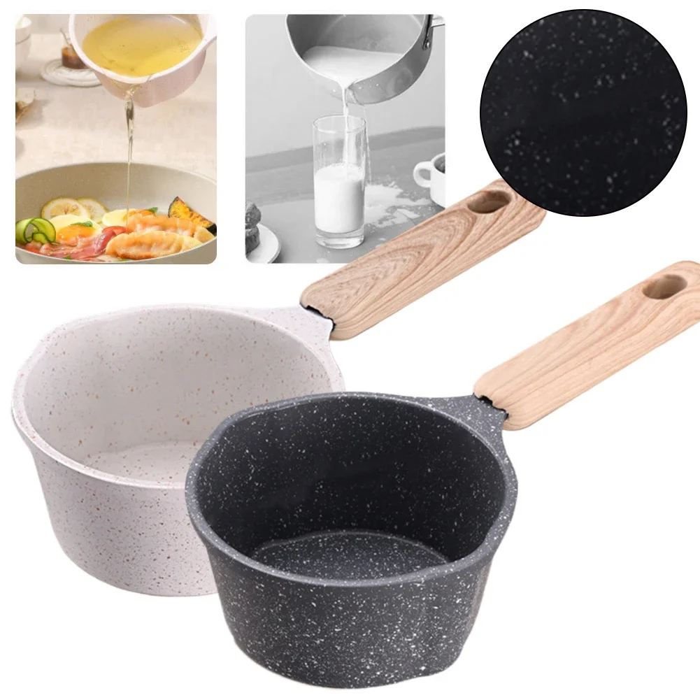 Sartén de aceite caliente con mango de madera, cacerola de cocina, Mini sartén para hervir, sartén antiadherente para cocina, cocina de inducción, estufa de Gas para acampar