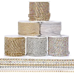 DUCRYSTAL 1Yard/10Yard Rhinestones Chain Crystal Glitter Sewing Rhinestones Chain for Dresses Decorations Trims Accessories