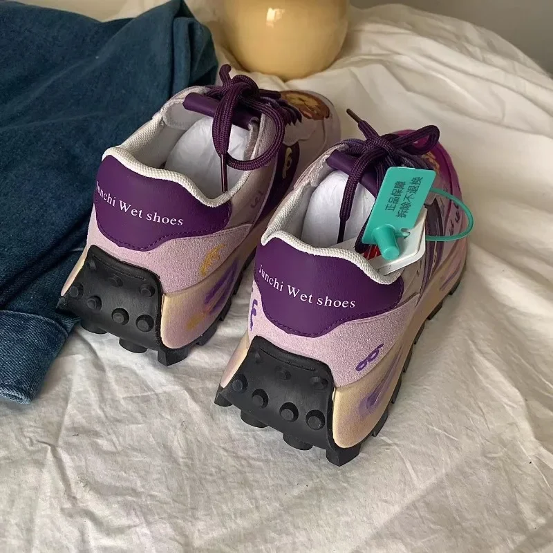 Purple Women\'s Shoes Cat New Thick Bottom Gump Shoes Soft Bottom Sneakers Luxury Shoes Woman Designer Sneakers Kawaii Vintage