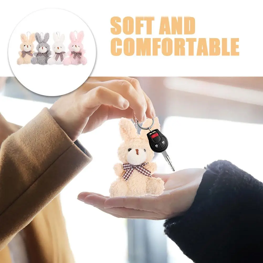 8 Pcs Mini Pendant Rabbit Keychian Bunny Cartoon Key Kids Easter Soft Rabbit Key Gifts Mini