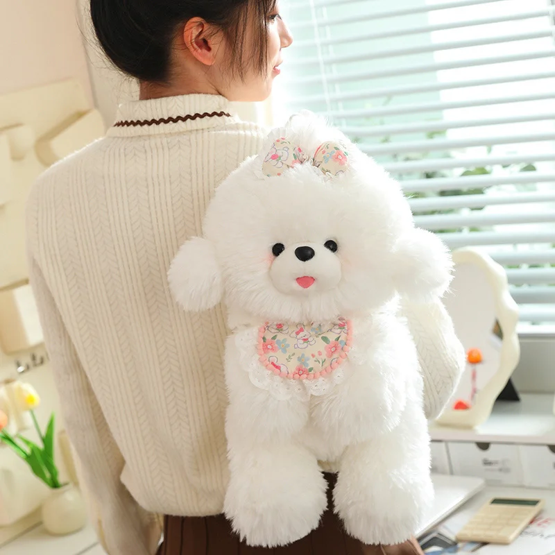 Cute Dog Plush Backpack Kawaii Plushie Doll Fur Bag Children\'s Bag Shoulder Bag Mini Knapsack Bags Gifts For Girlfriend