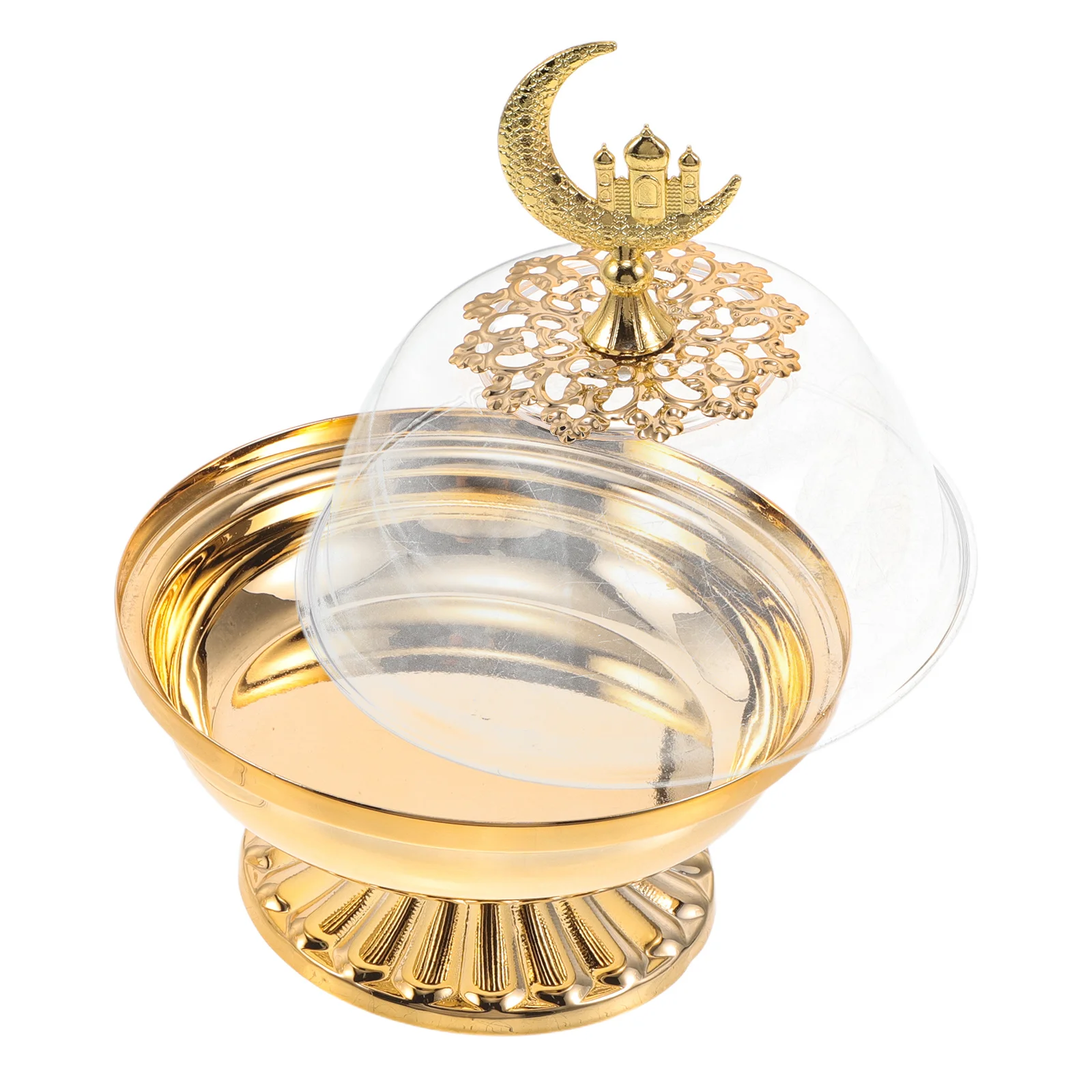 

1pcs Middle Eastern Dry Fruit Tray Round Snack Serving Bowl For Eid Mubarak Dessert Platter Nut Candy Storage Tray Party Decor