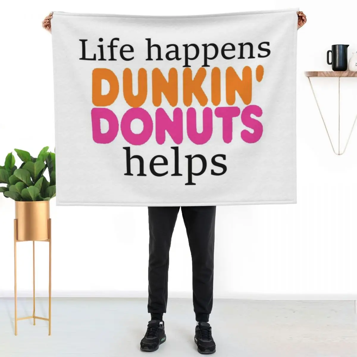 Life Happens... Dunkin Donuts Helps Throw Blanket Warm Plush Fuzzy Blanket for Living Room view 2