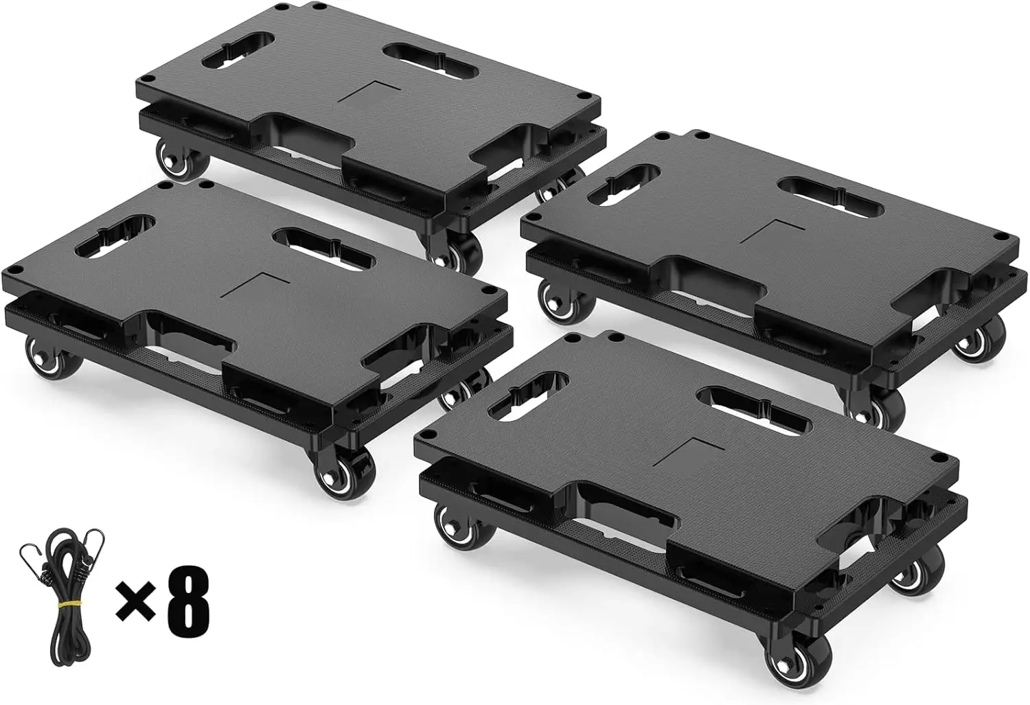 Heavy-Duty Furniture Mover Dolly with 4 Wheels, 440 Lbs Capacity, Interlocking Design, Black, 4-Pack for Smooth Moving