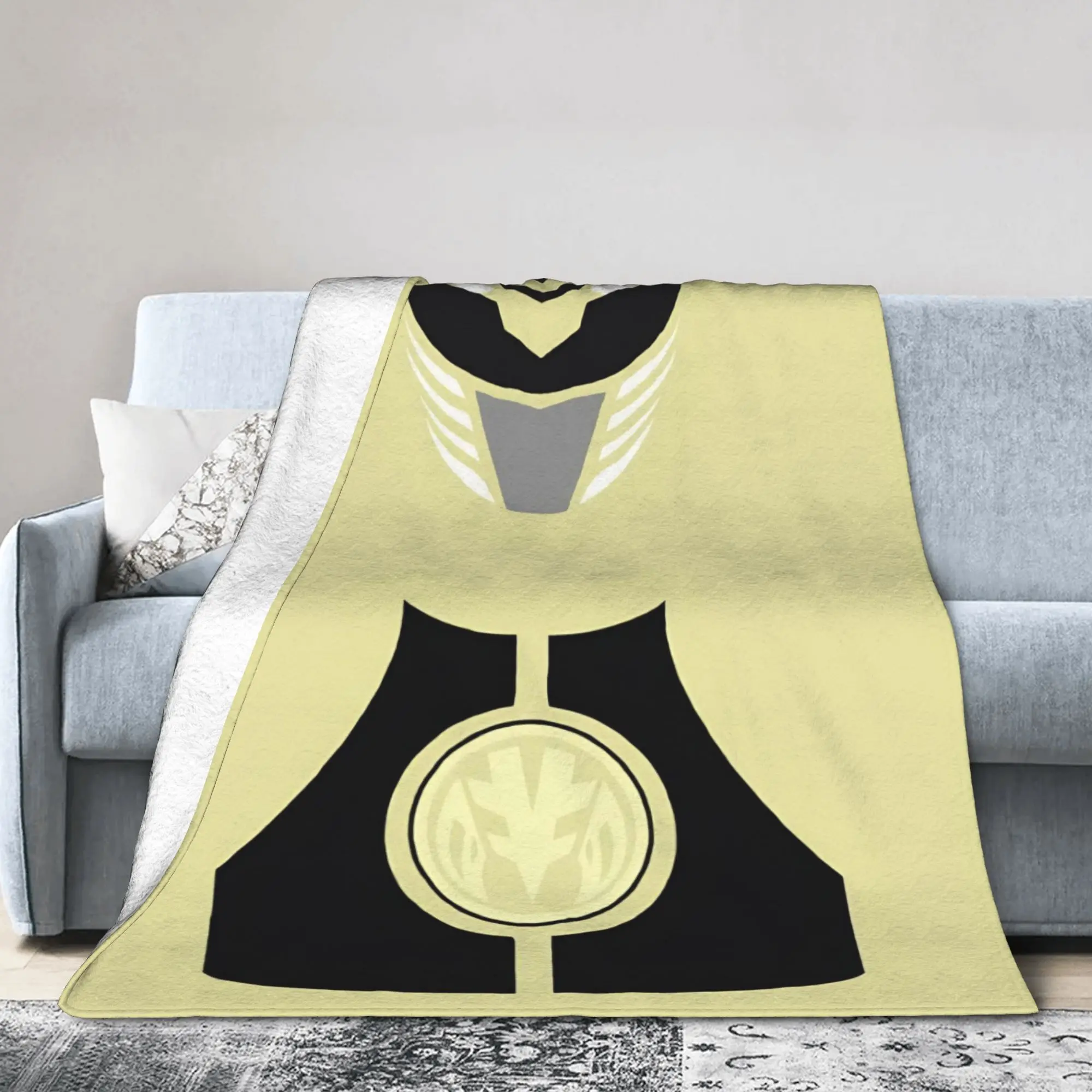 White Ranger Minimalist Blanket Power R-Ranger Flannel Novelty Warm Throw Blanket for Home Spring/Autumn