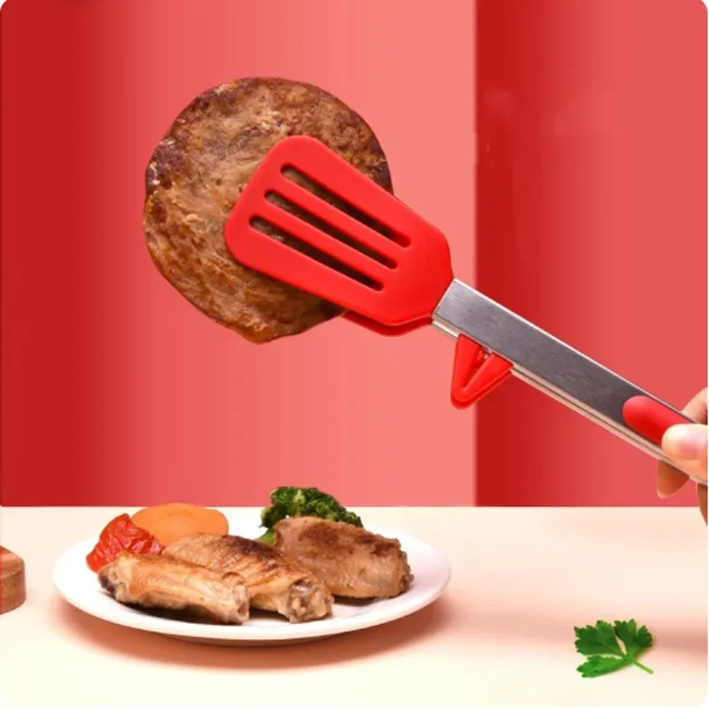 9-inch food tongs Stainless steel tongs Silicone non-stick cooking clips BBQ tongs salad bread  kitchen utensils