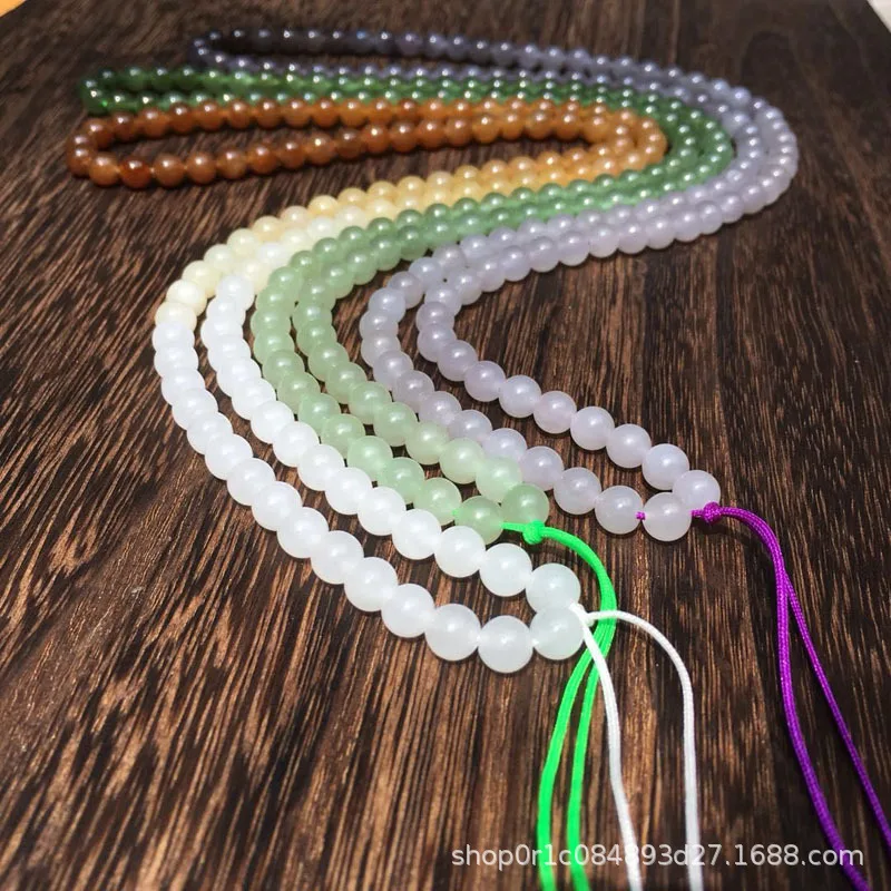 

Hetian Gradient Multiple Bracelets Candy Purple Color Jade Necklace Buddha Round Beads