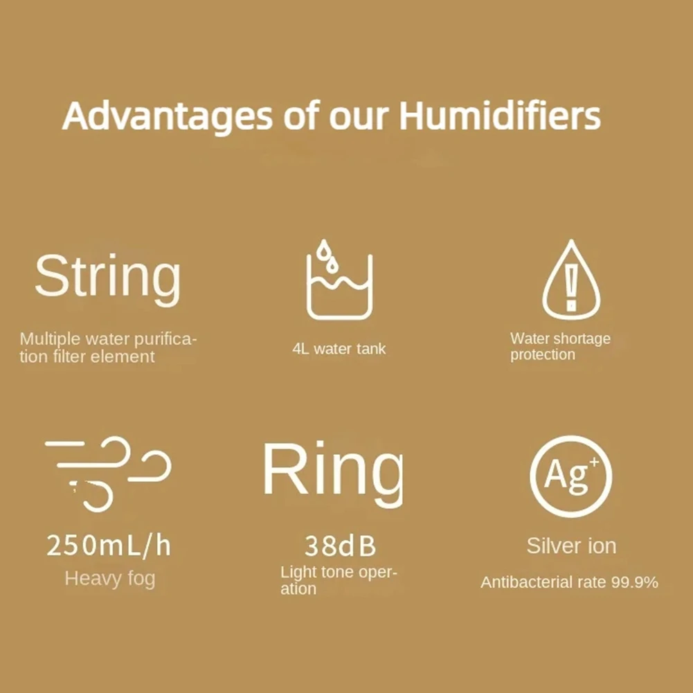 

A44Z-4L Humidifier USB Aromatherapy Humidifier Home Air Humidifiers Air Purifier With LED Lamp Desktop Mist Maker