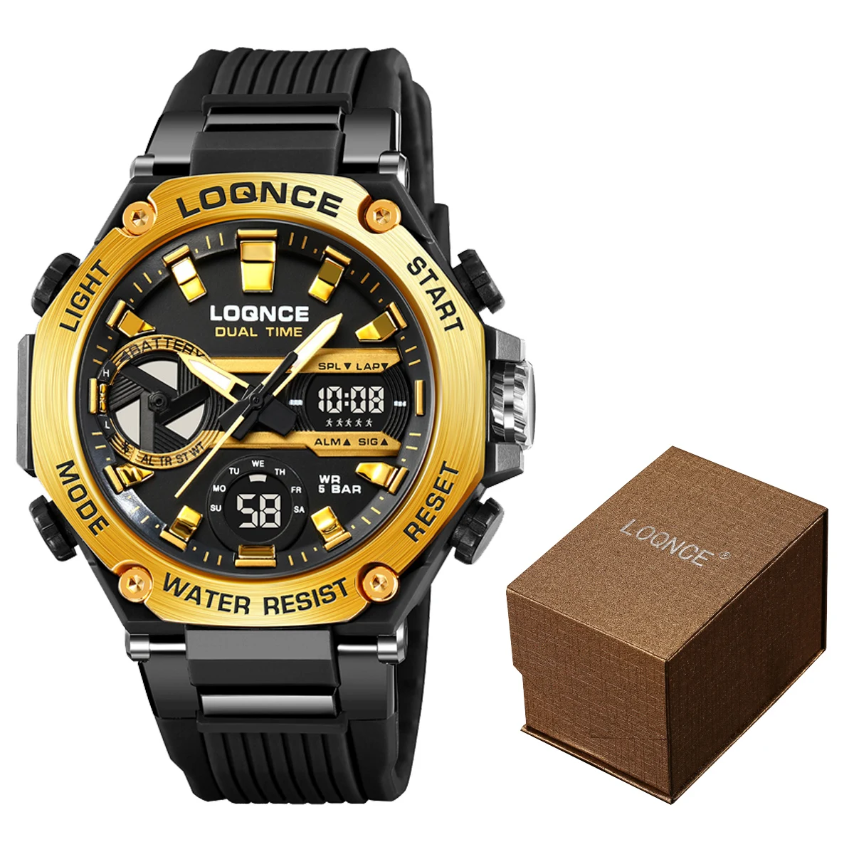 2023 New LOQNCE Watch 98001 with Box High Quality Digital-Analog Movement Men\'s Watches Popular Waterproof Watches Sports Style