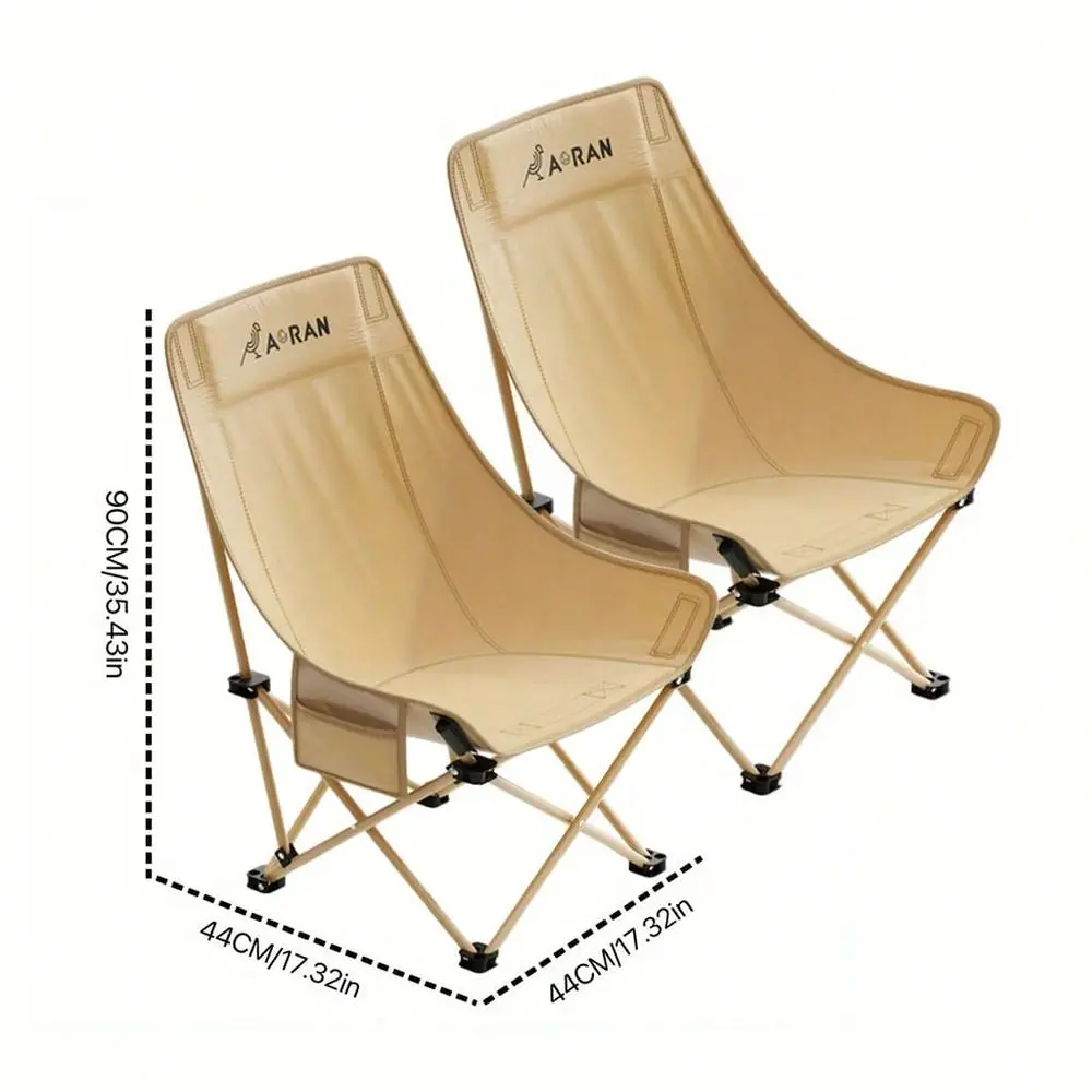 

2Piece Portable Folding Chair Moon Chair High Back Durable Iron Alloy, Suitable For Outdoor Leisure, Camping And Fishing Beach