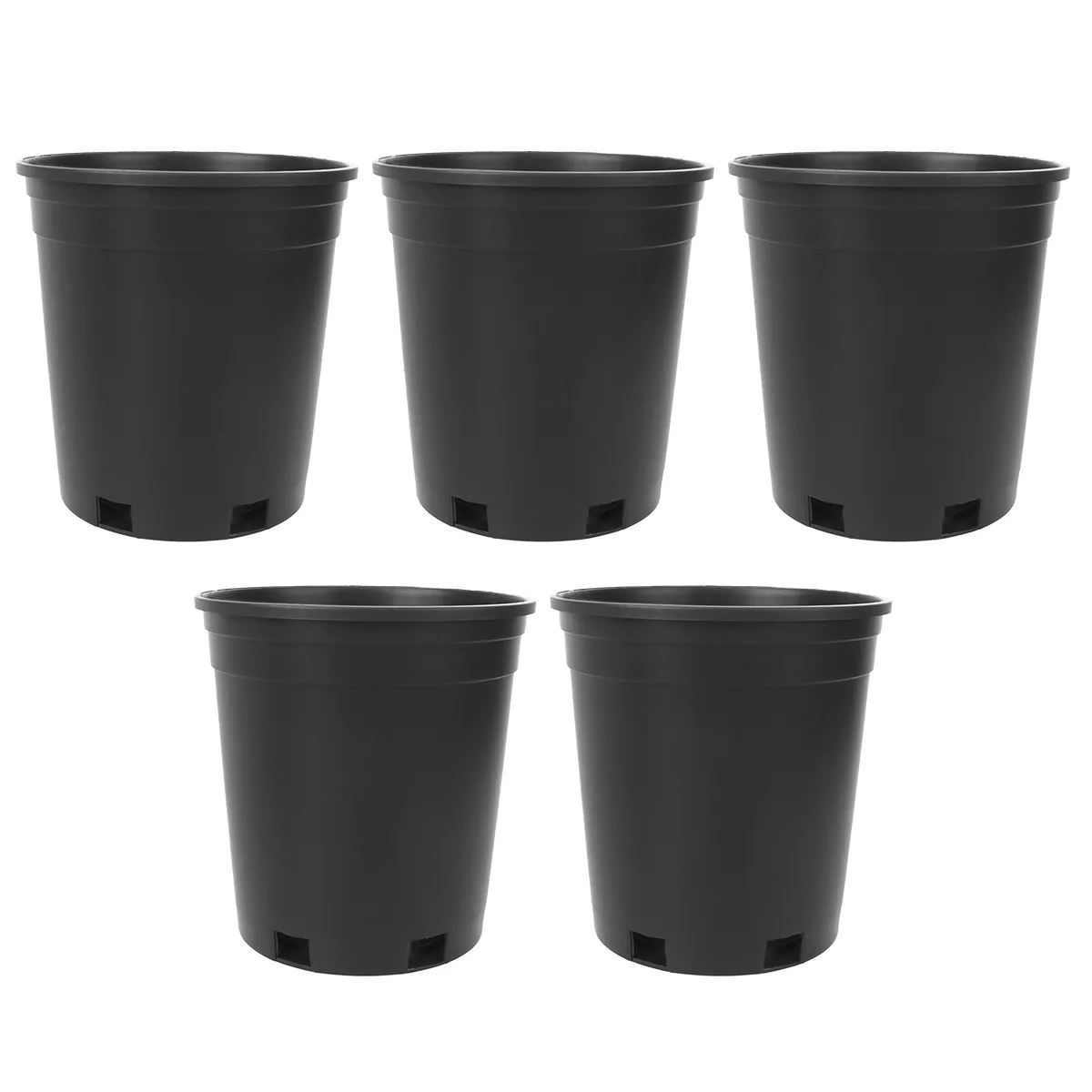 5Pcs Large Round Thickened Plastic Flower Pots for Garden Balcony Home Decor Tree Rose Grass Planting Bucket Planter Black 1