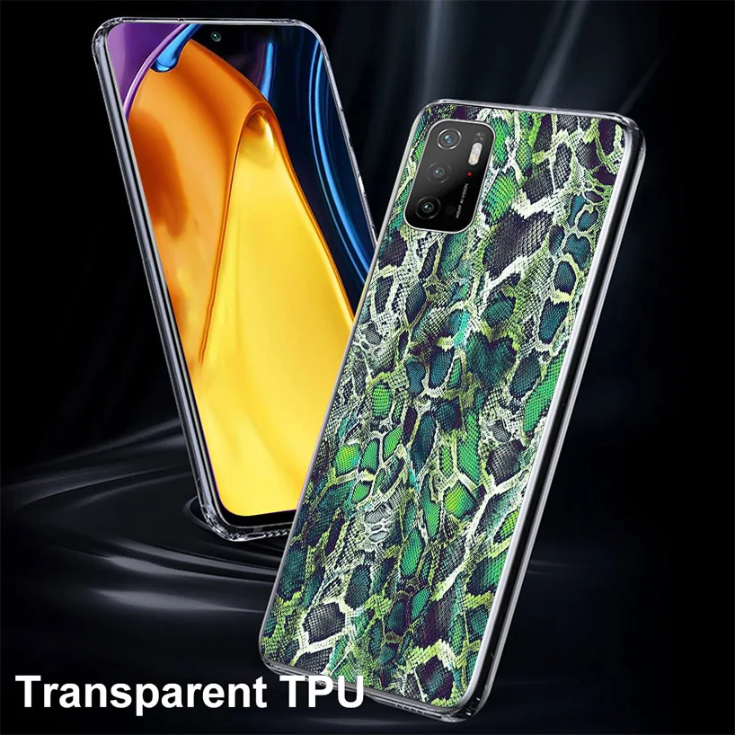 Pink Snake Skin Printing Drawing Cover Phone Case For Xiaomi Poco X6 X5 X4 Nfc X3 Pro F6 F5 F4 Gt F3 F2 F1 M5S M4 M3 Soft Fundas