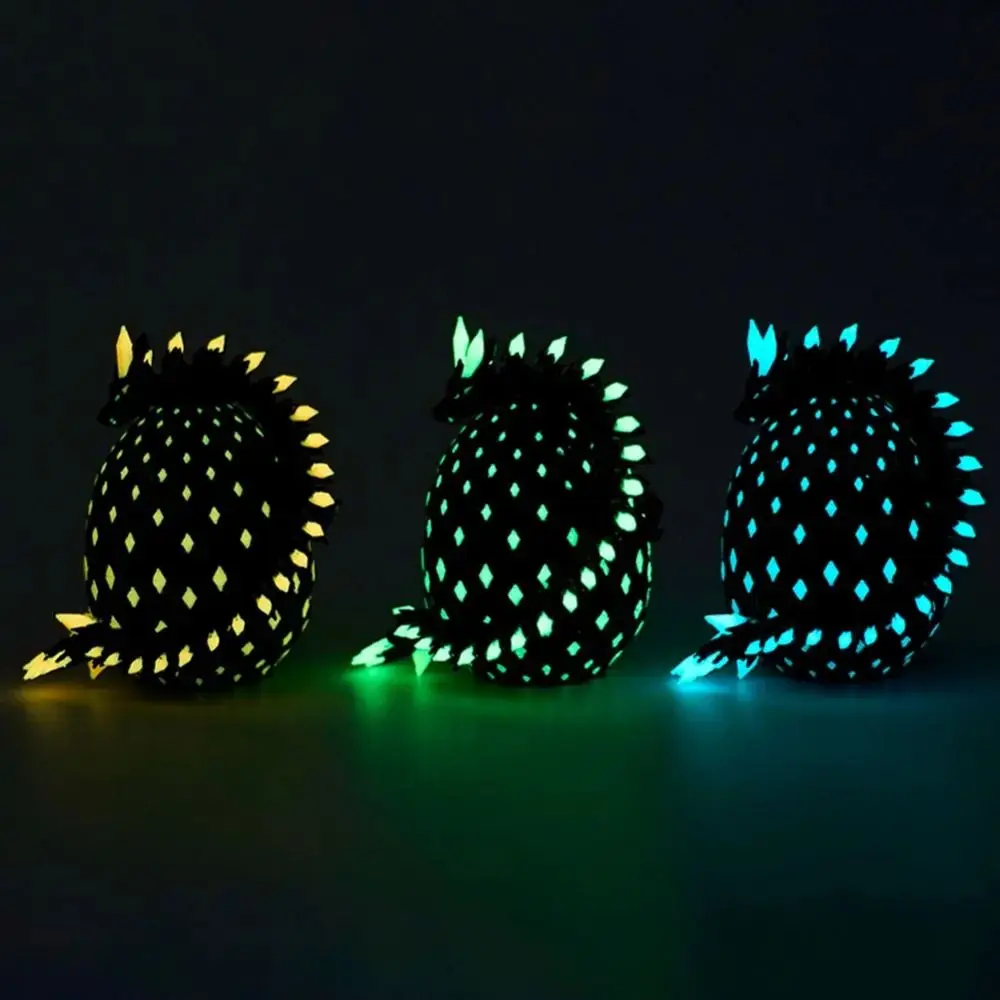 

Multi-joint Movable 3D Printed Crystal Dragon Flexible Display Matching Egg Set Glow in The Dark Dragon Crystal Design