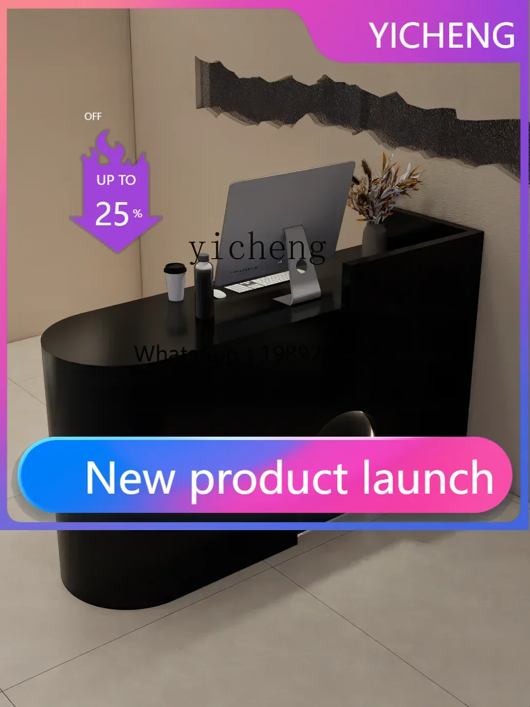 GZ Clothing Store Checkout Page Paint Front Desk Beauty Salon Bar Simple Modern Company Reception Desk Hairdresser Cabinet
