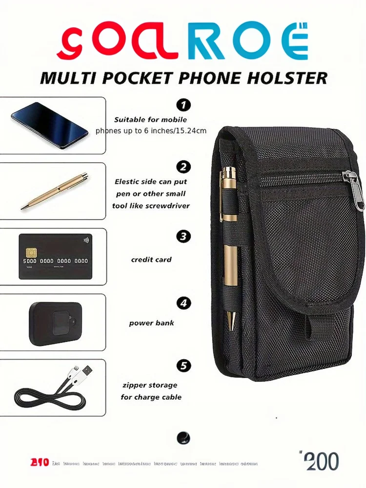 Sac de téléphone portable sac de taille décontracté sac d'insertion de stylo rabattable sac suspendu de taille de téléphone portable sac de taille téléphone portable