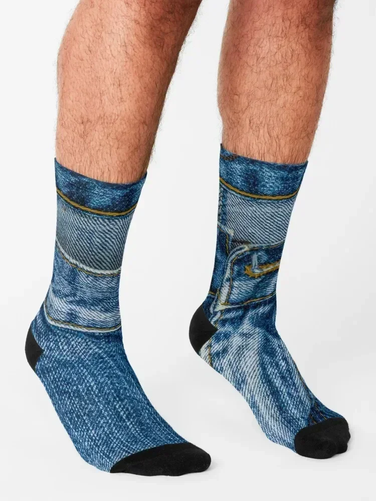 زر الملابس أنا أحب الجينز الزرقاء الجوارب الدنيم الشتاء الدافئ الصالة الرياضية السنة الجديدة الجوارب المخصصة للفتيات الرجال