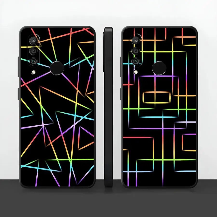Funda con líneas de neón arcoíris para Huawei P20 Lite 2018 P30 P20 Pro P Smart 2019 P20 P40 Lite