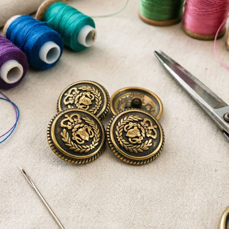 Vintage Britische Metallknöpfe mit Weizenkronen-Design, Uniformknöpfe zum Annähen für Blazer, Mäntel, Schuluniformen, DIY-Bekleidungszubehör – Detail 5