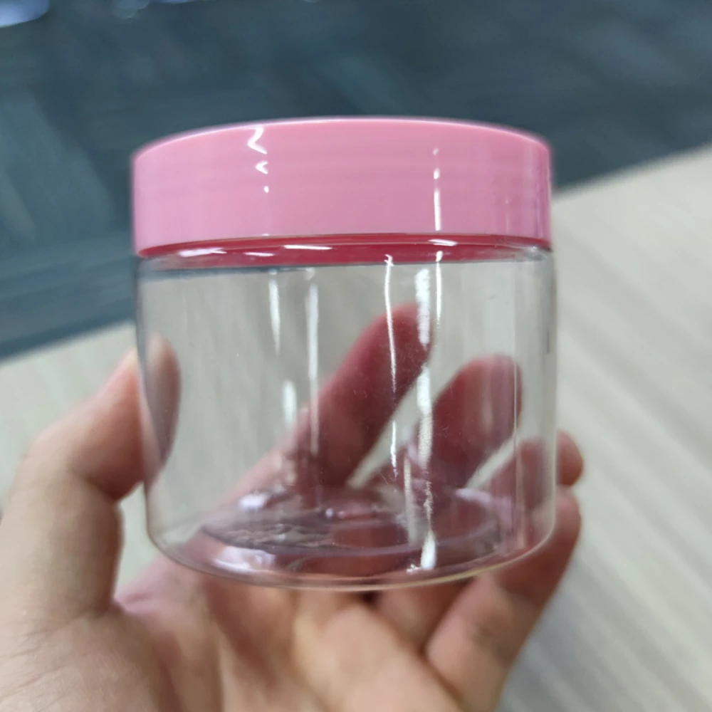 12 x 50/100/150/200/250 g Kunststoff-Gesichtscremegläser, rosa Deckel, leere PET-Kosmetikflaschen, nachfüllbare Gesichtscreme-Augencreme-Behälter