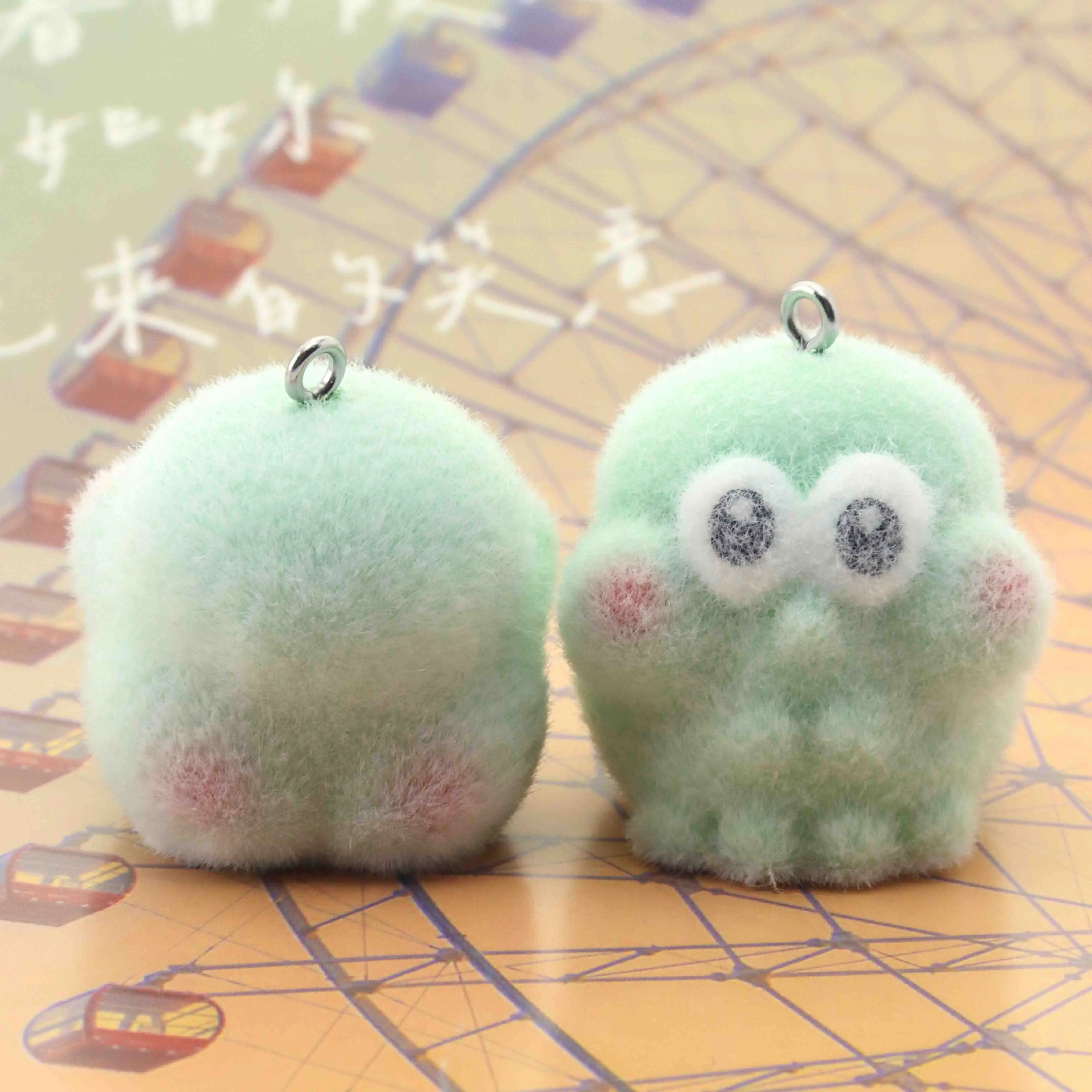 

10pcs Resin Flocking Three-dimensional DIY Cute Boss Charm Earrings Keychain For School Bag Pendant Jewelry Accessories