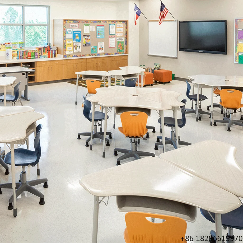 Modern Wood School Student Desk Chair Set for Classroom Activity Home Study Furniture
