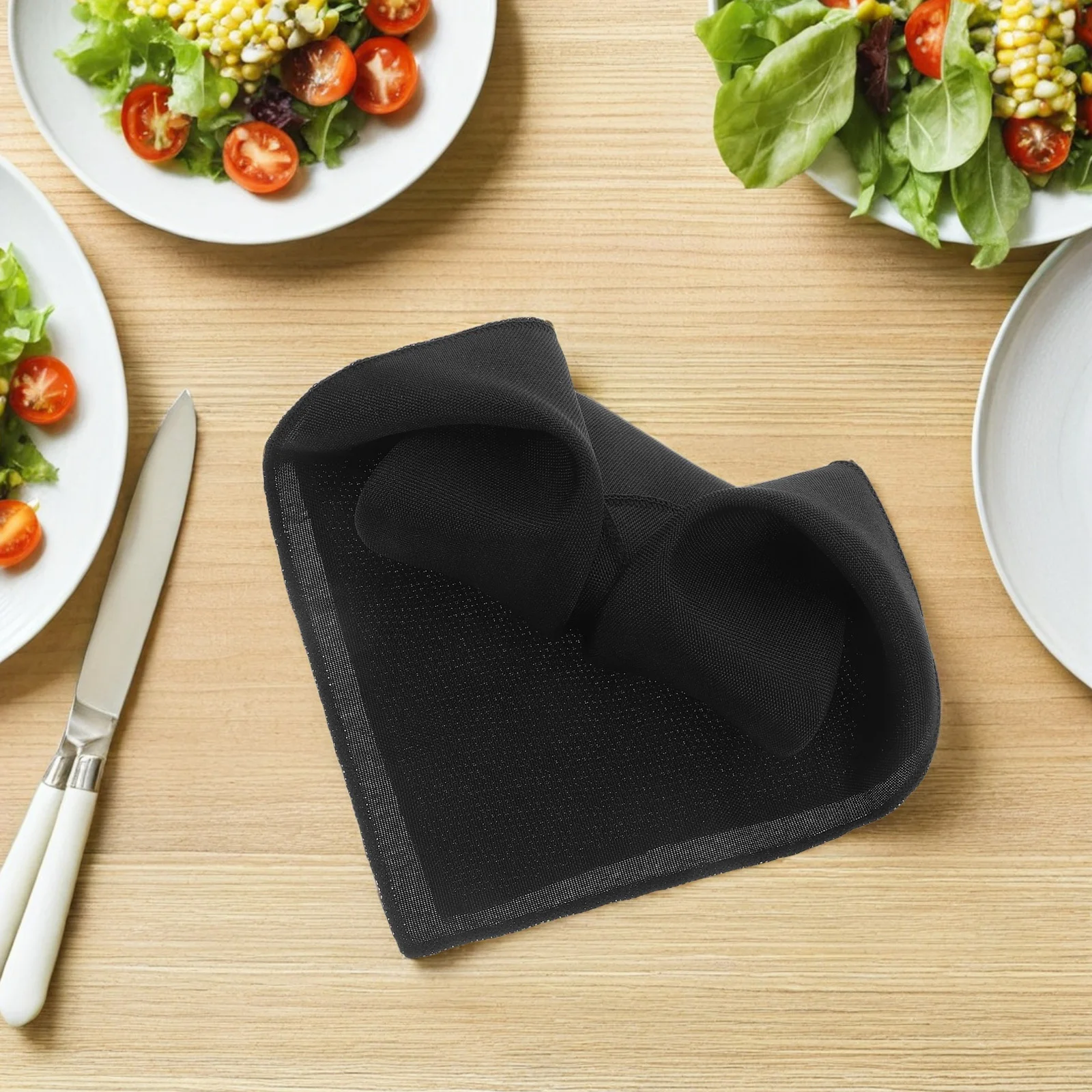 

12pcs Black Polyester Napkins 17X17 Inch Washable Reusable Dinner Cloth Napkins For Wedding Banquet Restaurant Party Home Decor