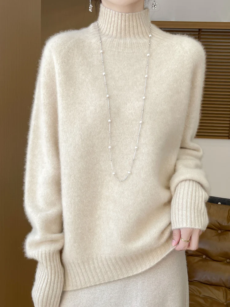 

Women's 100% Merino Wool Pullover Sweater Soild Turtle Neck Slimming Basic Versatile Knit Tops Fashion Autumn Winter High-end