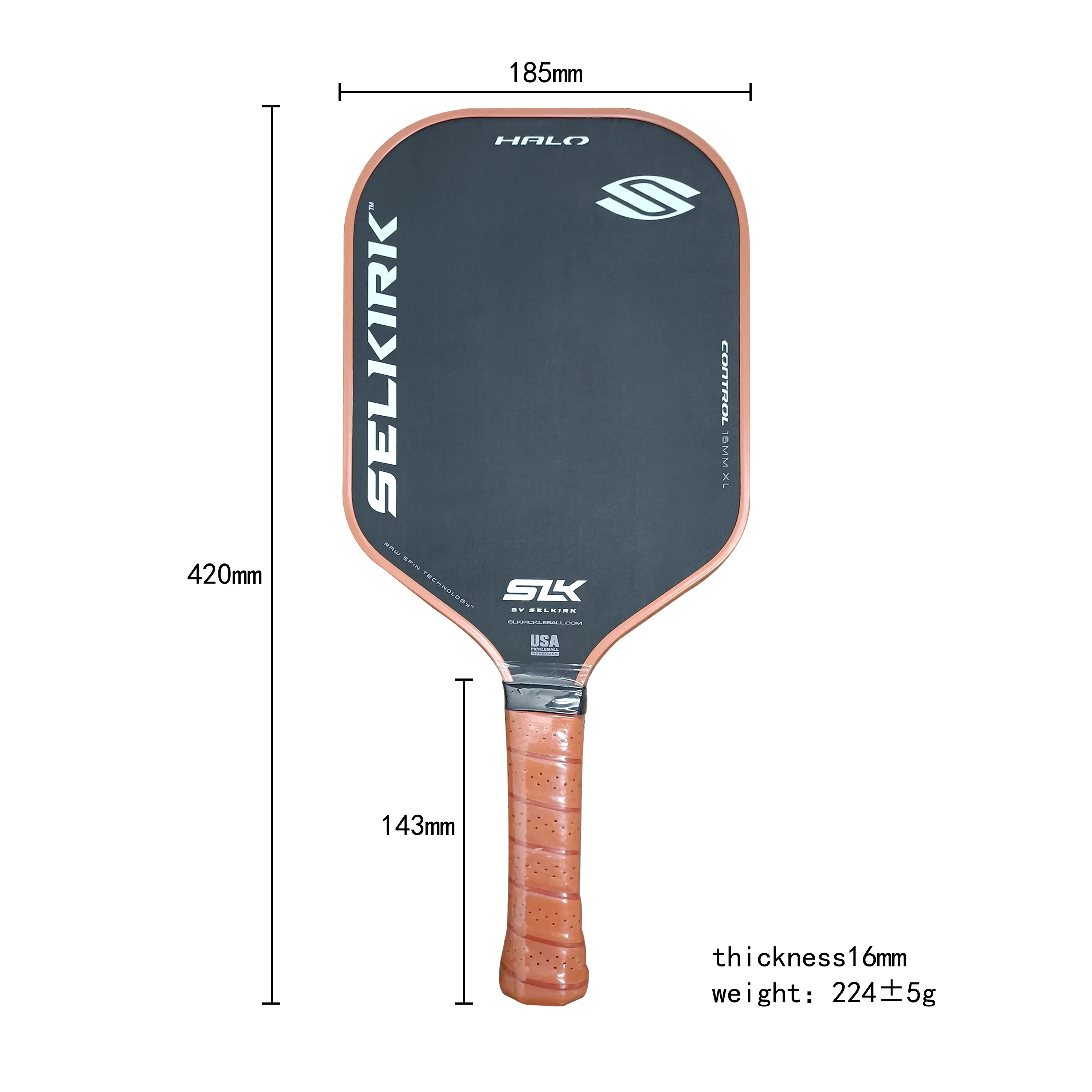 SLK Control XL Power MAX Pickleball Paddle Raw Carbon Fiber Pickleball Paddle with a -Core Power Polymer Core |The Pickleball