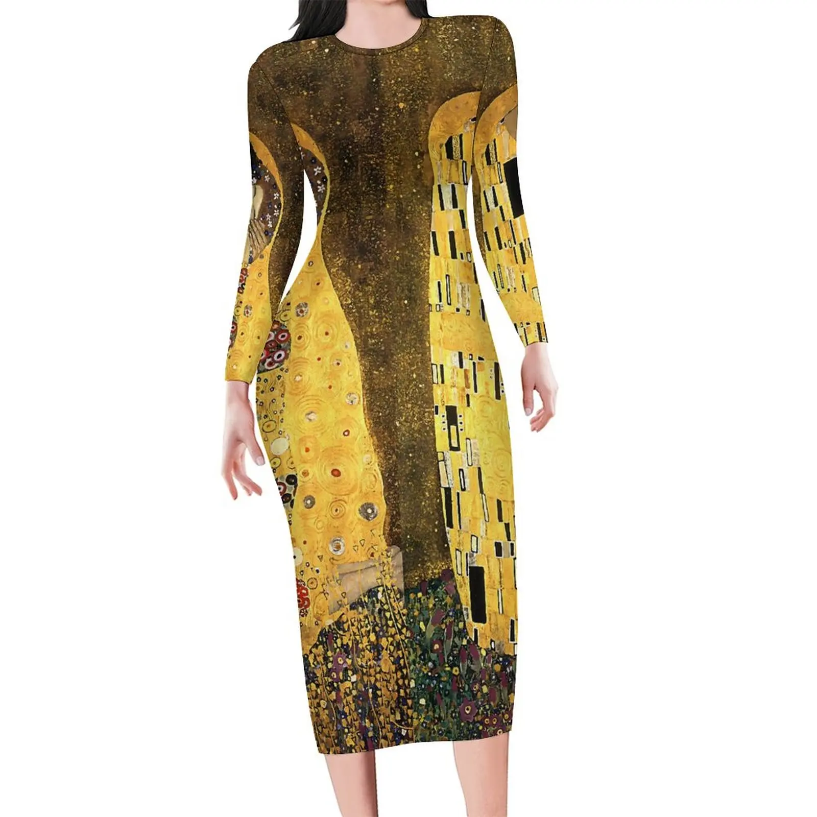 Klimt Art Dress Woman The Kiss Street Fashion Bodycon Dress Holiday Long Sleeve Sexy Dresses Pattern Oversized Vestidos