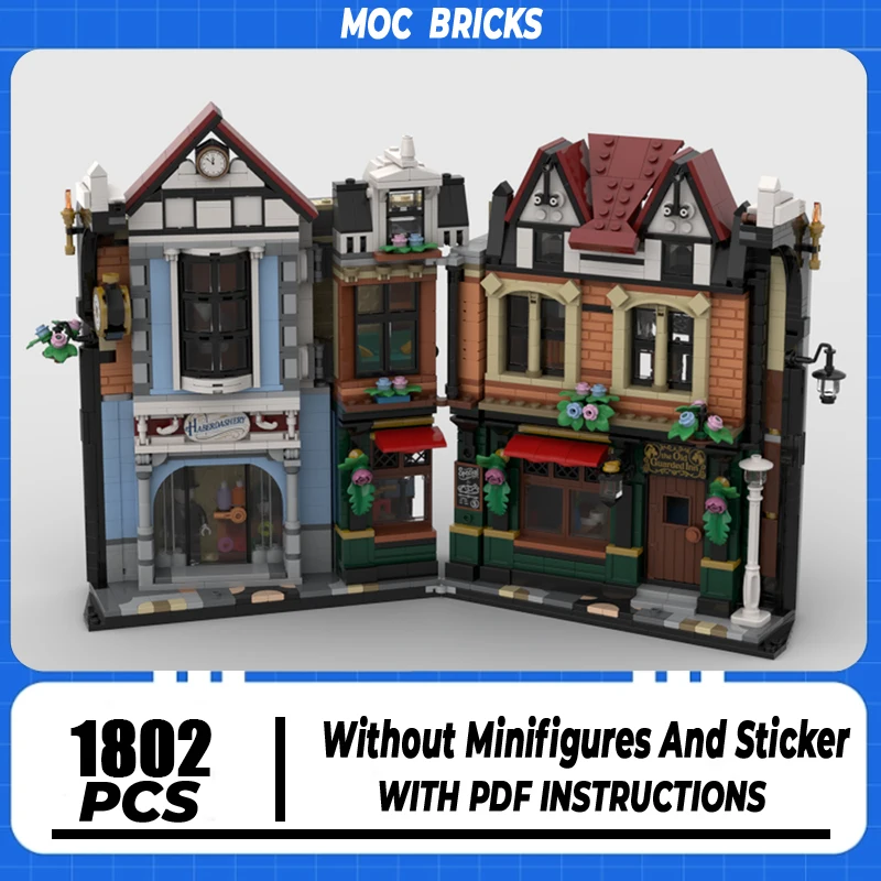 

Модель City Street View Moc, строительные блоки, модульная модель Tudor Book Nook, технология, кирпичи, сборка «сделай сам», строительные блоки, подарки, игрушки