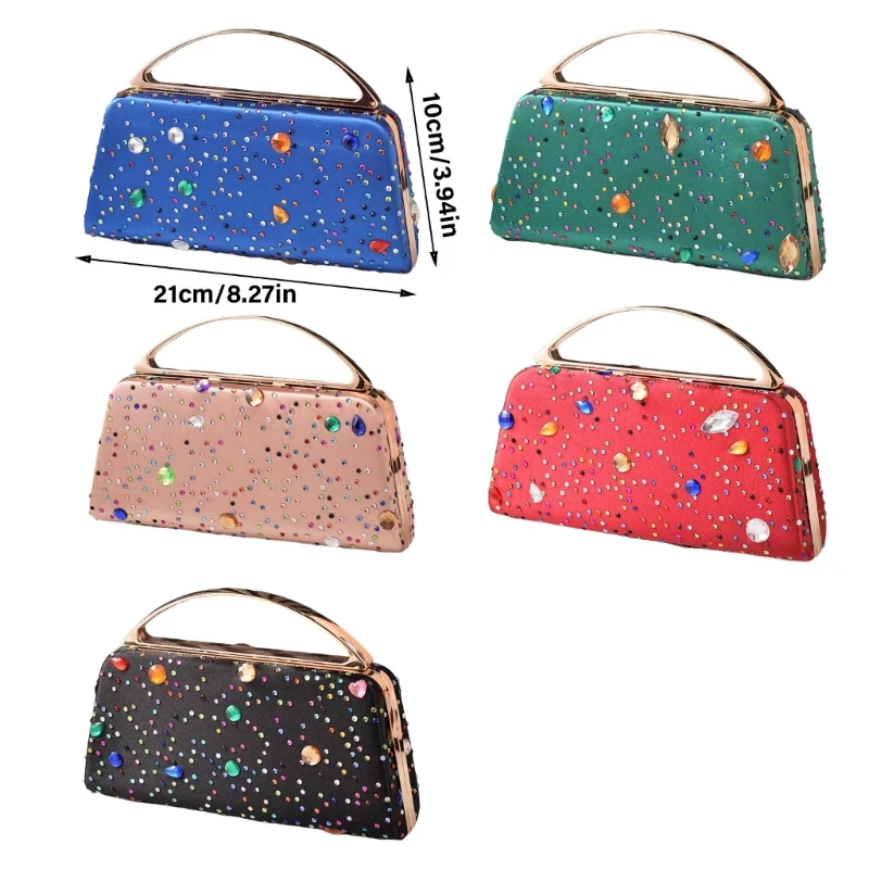 Elegant Evening Bag With Rhinestones Chain Handbag For Parties And Weddings 066F