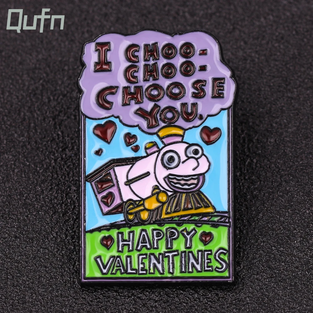 I Choo- Choo- Choose You Brooch Sweet Love Bubbles Badge Funny Thomas the Train Pin for Happy Valentines Gift