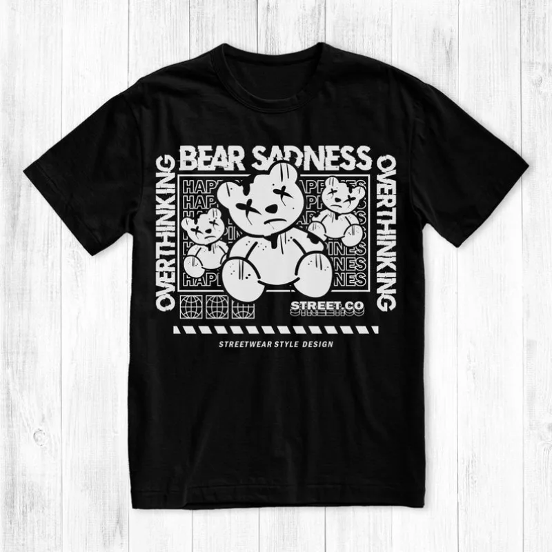 

00013278#A-Sad Teddy Bear T-Shirt, Graphic Tee