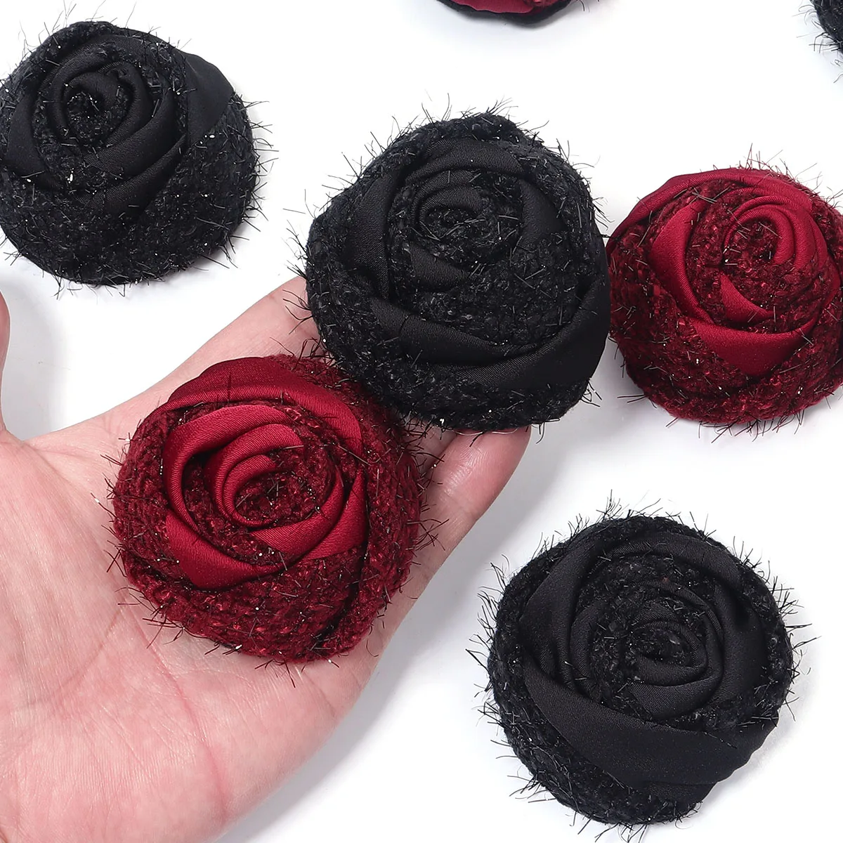 1PCS Bright Silk Fabric Fashion Rose Bud Flower For Rose Fabric  Hair Accessories Clothing Accessories