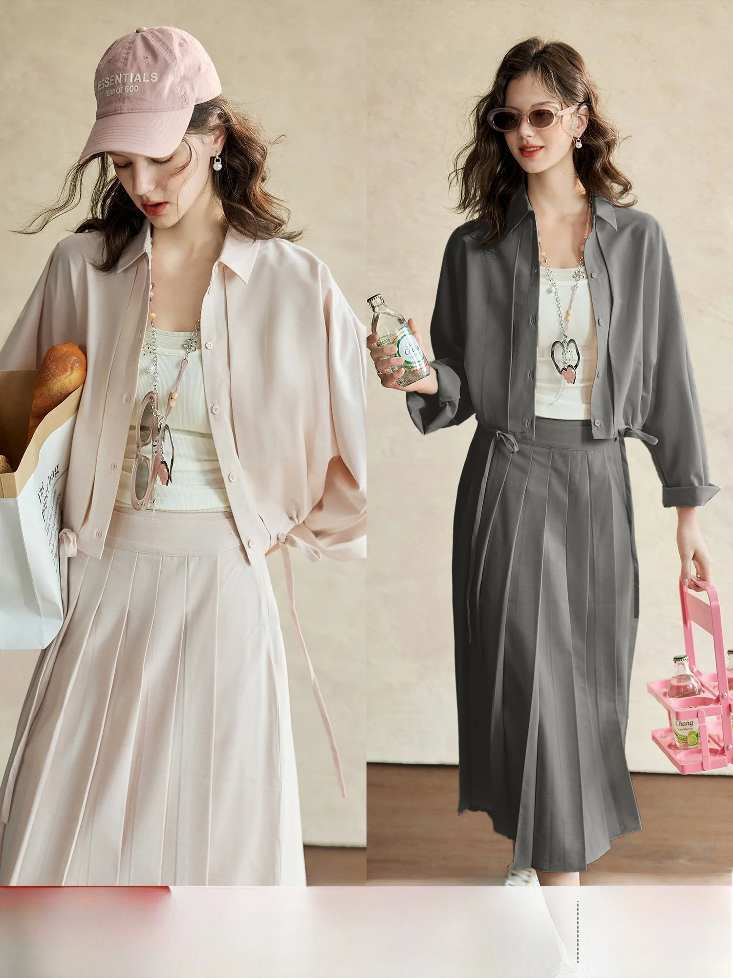 

Pumpkin Valley Comfortable Set TR Wool Fabric Short Shirt Jacket Long Short Skirt High Waist Spring Fashion Women's Outfit