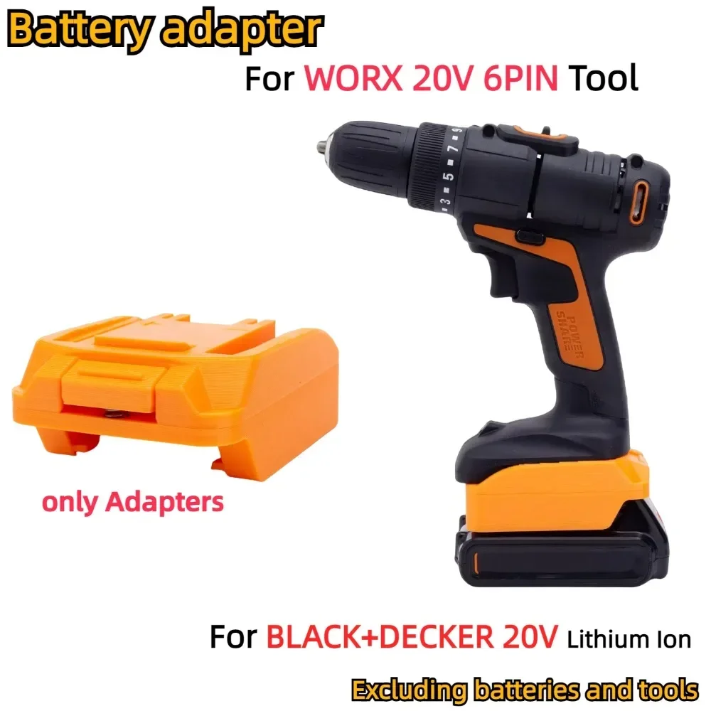 

Battery Adapter/Converter for BLACK AND DECKER 20V MAX Battery To for WORX 20V 6PIN Cordless Tools Accessory（Adapters Only）