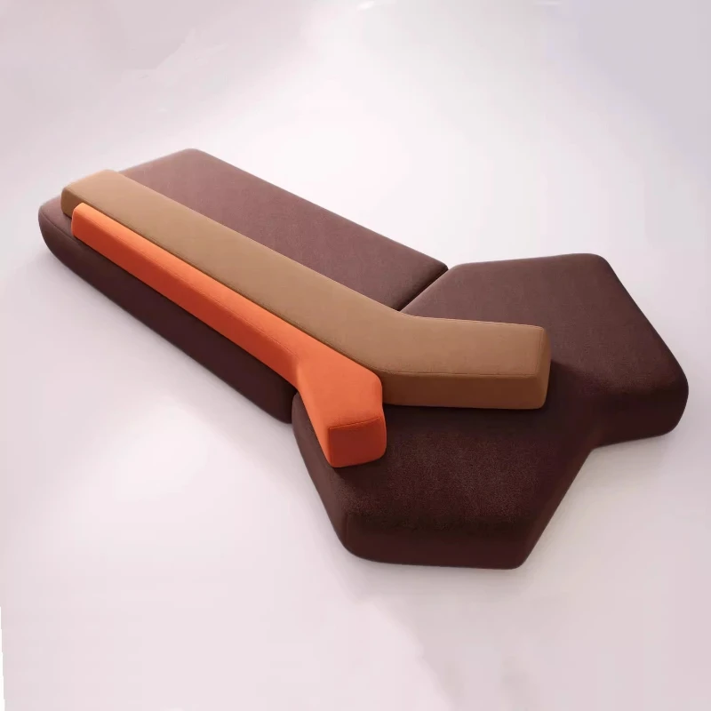 

Modern creative geometric designer living room hotel villa curved pistol shape reception sofa