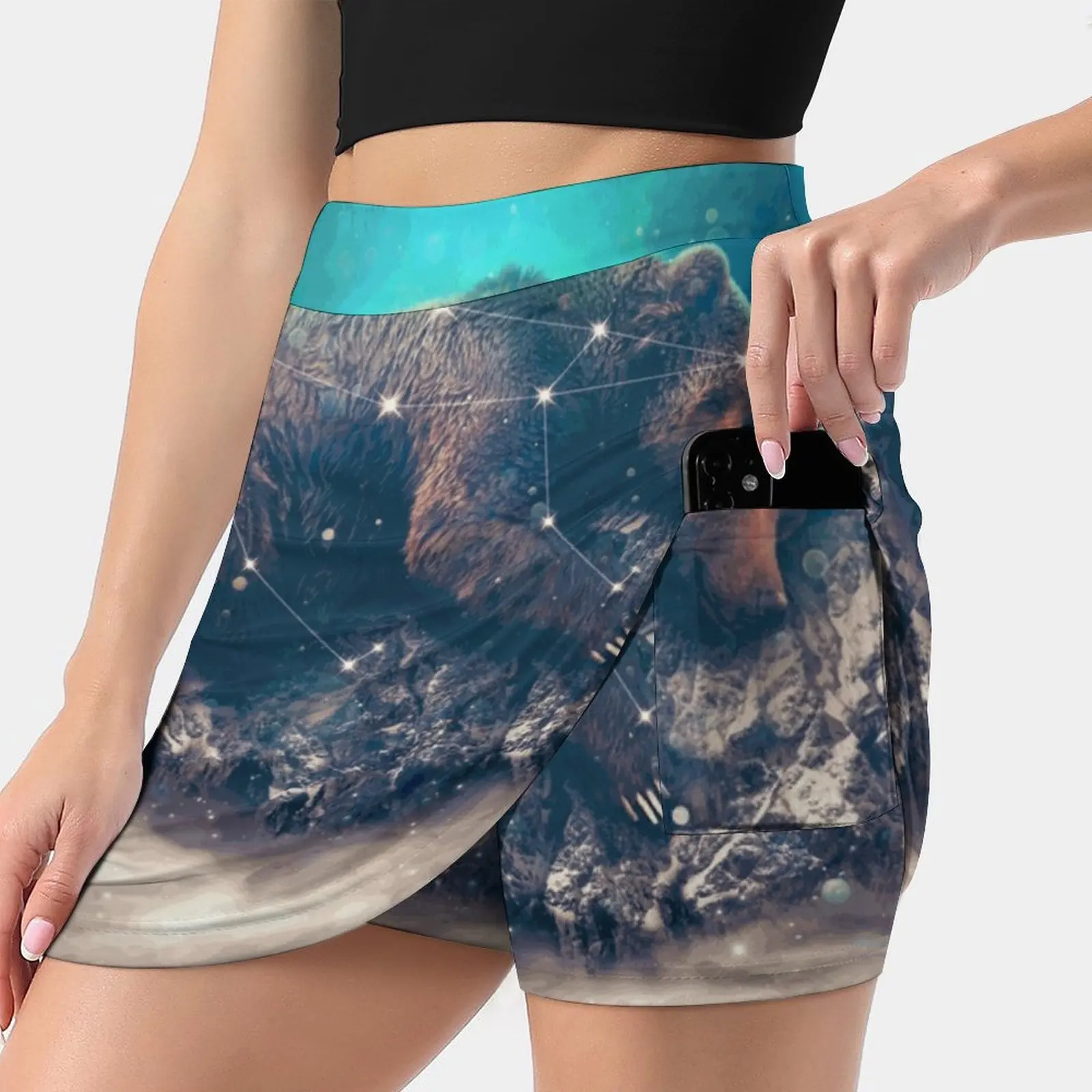 Under The Stars | Ursa Major Tennis Golf Skirt Sexy A-Line Harajuku Shorts Skirt With Phone Pockets Skort Mountains Moon