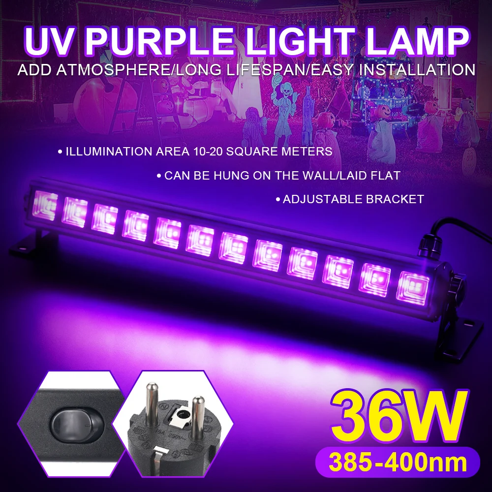 395-405nm Purple Light LED UV Lamp Gel 36W USB Plug Ultraviolet Light LED Stage Purplelight UV LED  Halloween Party Disco Decor