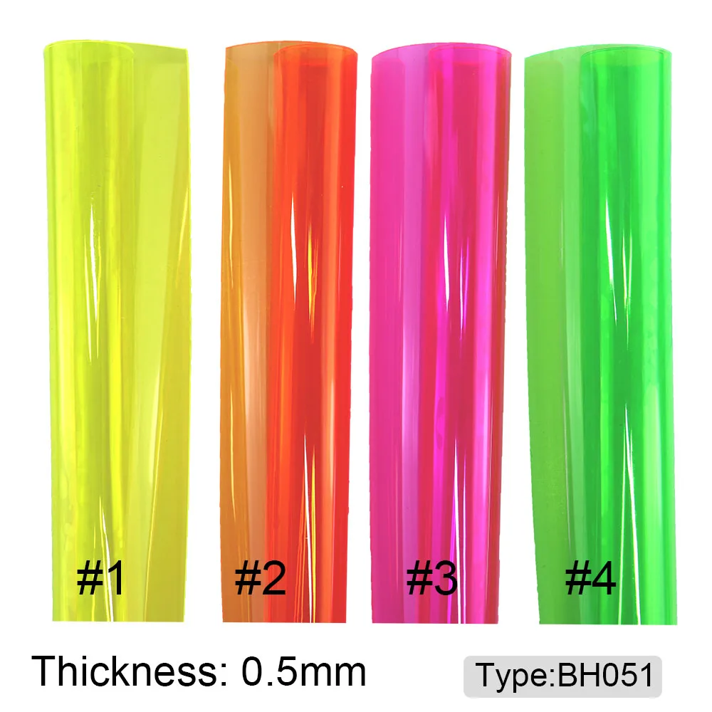 30x120CM 0.5mm Neon Red Yellow Green Clear Transparente PVC Vinyl Fabric Soft Glass Cloth Waterproof For Bag Bow DIY BH051