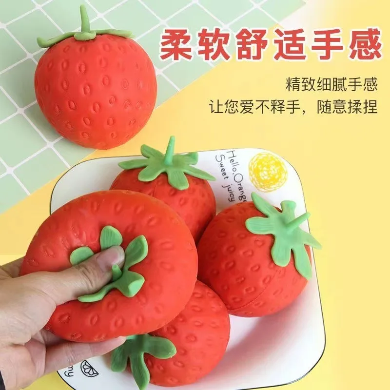 1 Piece of Stress Relieving Strawberry Squeeze Music Simulation Stress Relieving Ball Fruit Ball Stress Relieving Children's Toy
