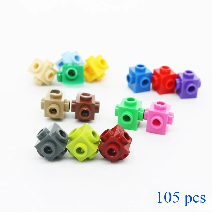 

105 шт. MOC 4733 улучшенный комплект строительных блоков 1x1, четырехсторонний с гвоздями, кирпичная головоломка, игрушка «сделай сам», детский рождественский подарок