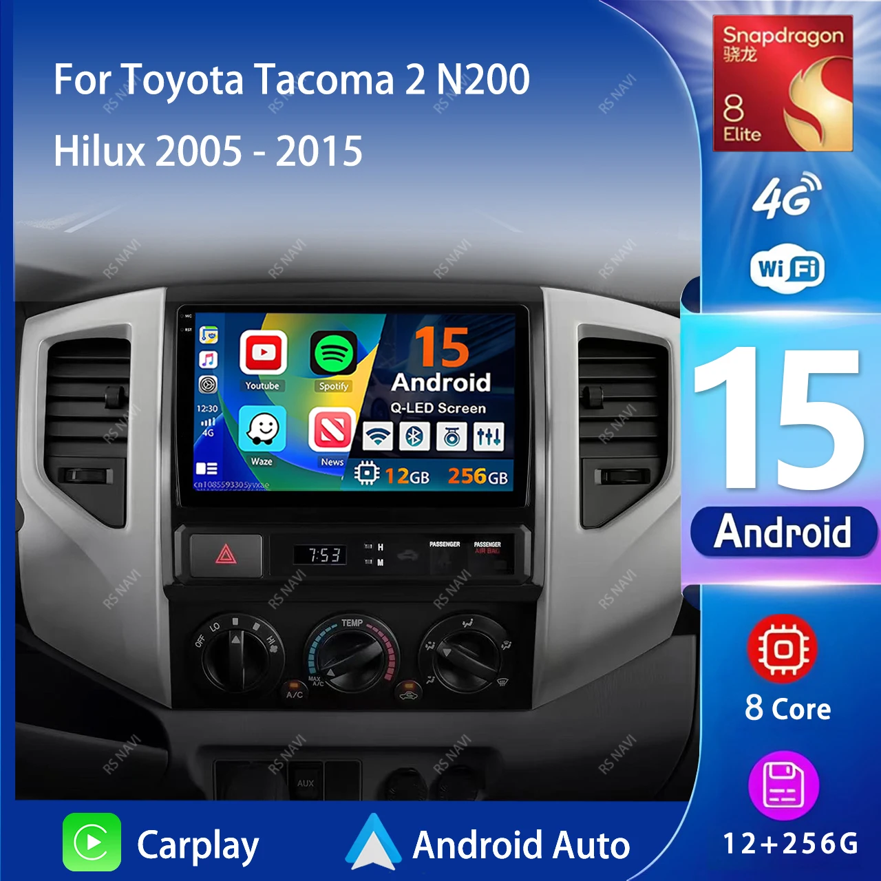 Android 15 Carplay Auto Screen Car Radio Multimedia Player For Toyota Tacoma 2 N200 Hilux 2005-2015 Autoradio Stereo Head Unit