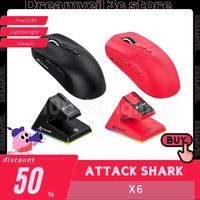 Attack Shark X6 Wireless Gamer Mouse 3-Mode Bluetooth Mouse Paw3395 Lightweight With Charging Dock Rgb Sensor Esports Gamer Mice