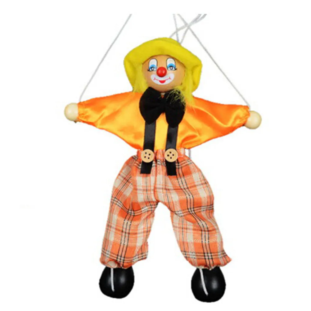 Hand Finger Puppen Clown Holz Marionette Spielzeug gemeinsame Aktivität Puppe Vintage lustige Traditionen klassisches Spielzeug 25cm Muppets Babys pielzeug